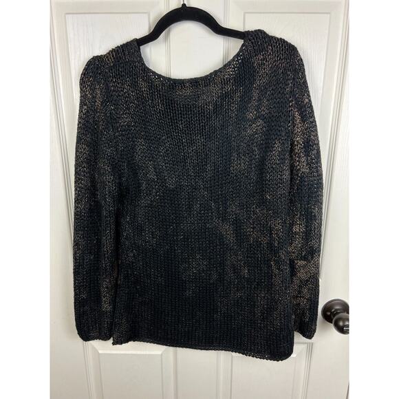 Luisa Cerano Black Brown Chunky Knit Sweater Wool Blend Round Neck Size 14 Soft - Picture 7 of 7